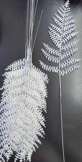 Frunze decorative albe cu sclipici - 12 buc/set